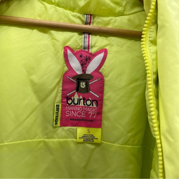 Burton DryRide Neon Green Women Ski Snow Jacket Sz Small Full Zip/Button Y2K - Picture 8 of 14